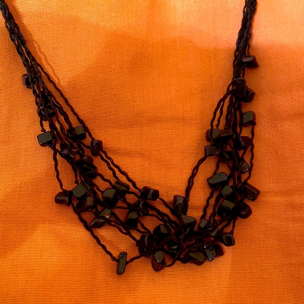 Artisan necklace Mermaid-core/Goth/onyx/DIY beads handmade in Mexico festival